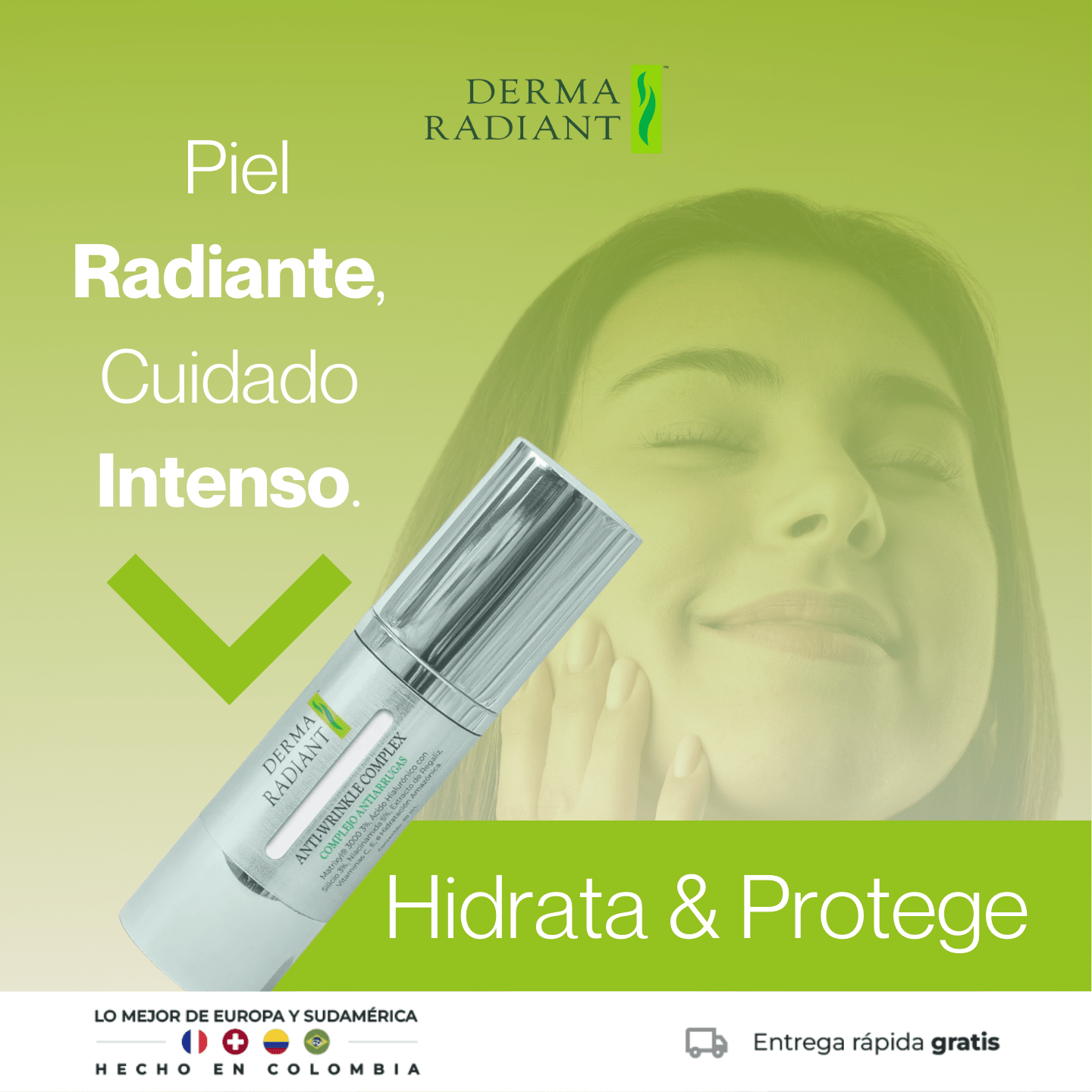 ✨ Complejo Anti - Arrugas: Ciencia Clínica para una Piel Firme, Suave y Protegida - DermaRadiant