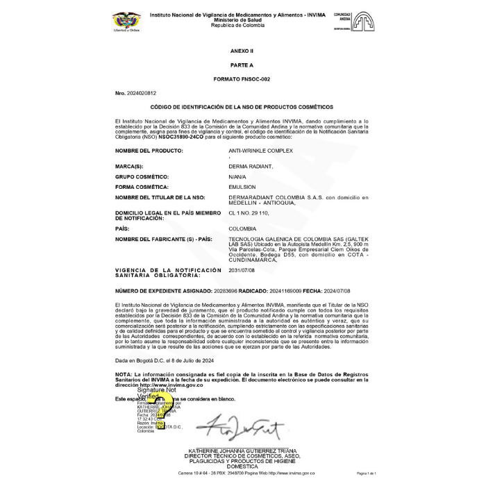 ✨ Complejo Anti - arrugas: Ciencia Clínica para una Piel Firme, Suave y Protegida - DermaRadiant