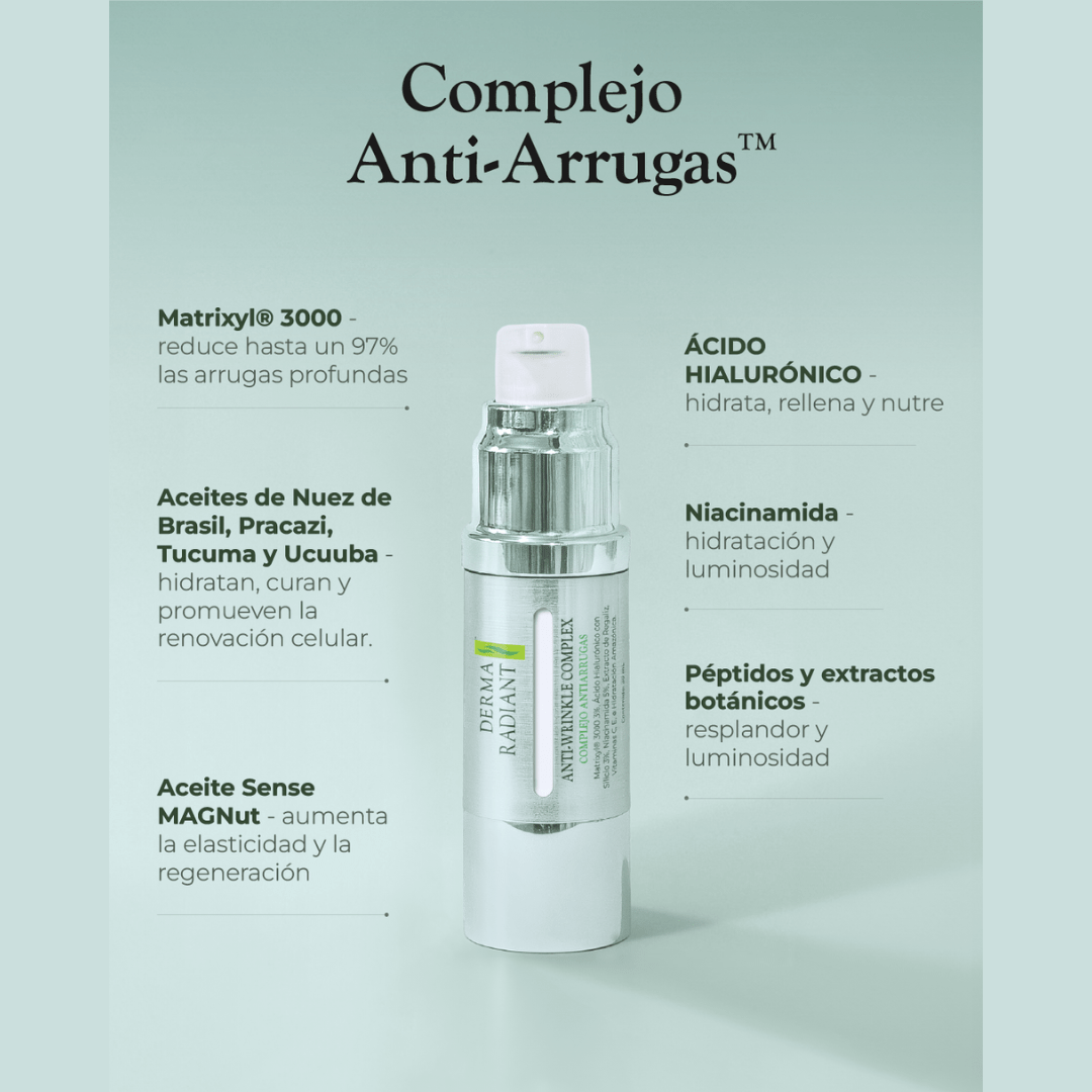 ✨ Complejo Anti - arrugas: Ciencia Clínica para una Piel Firme, Suave y Protegida - DermaRadiant