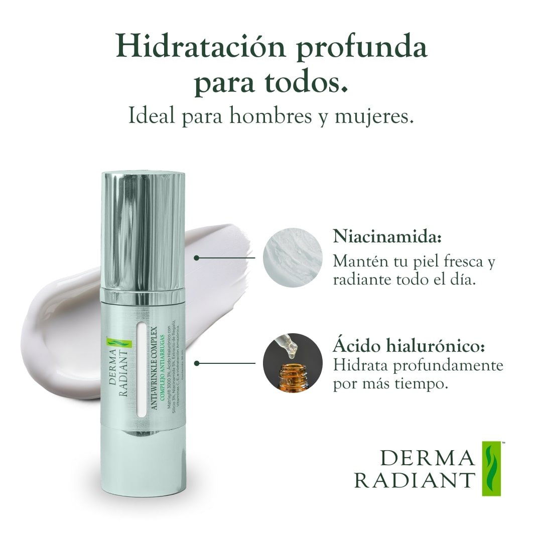 ✨ Complejo Anti - Arrugas: Ciencia Clínica para una Piel Firme, Suave y Protegida - DermaRadiant